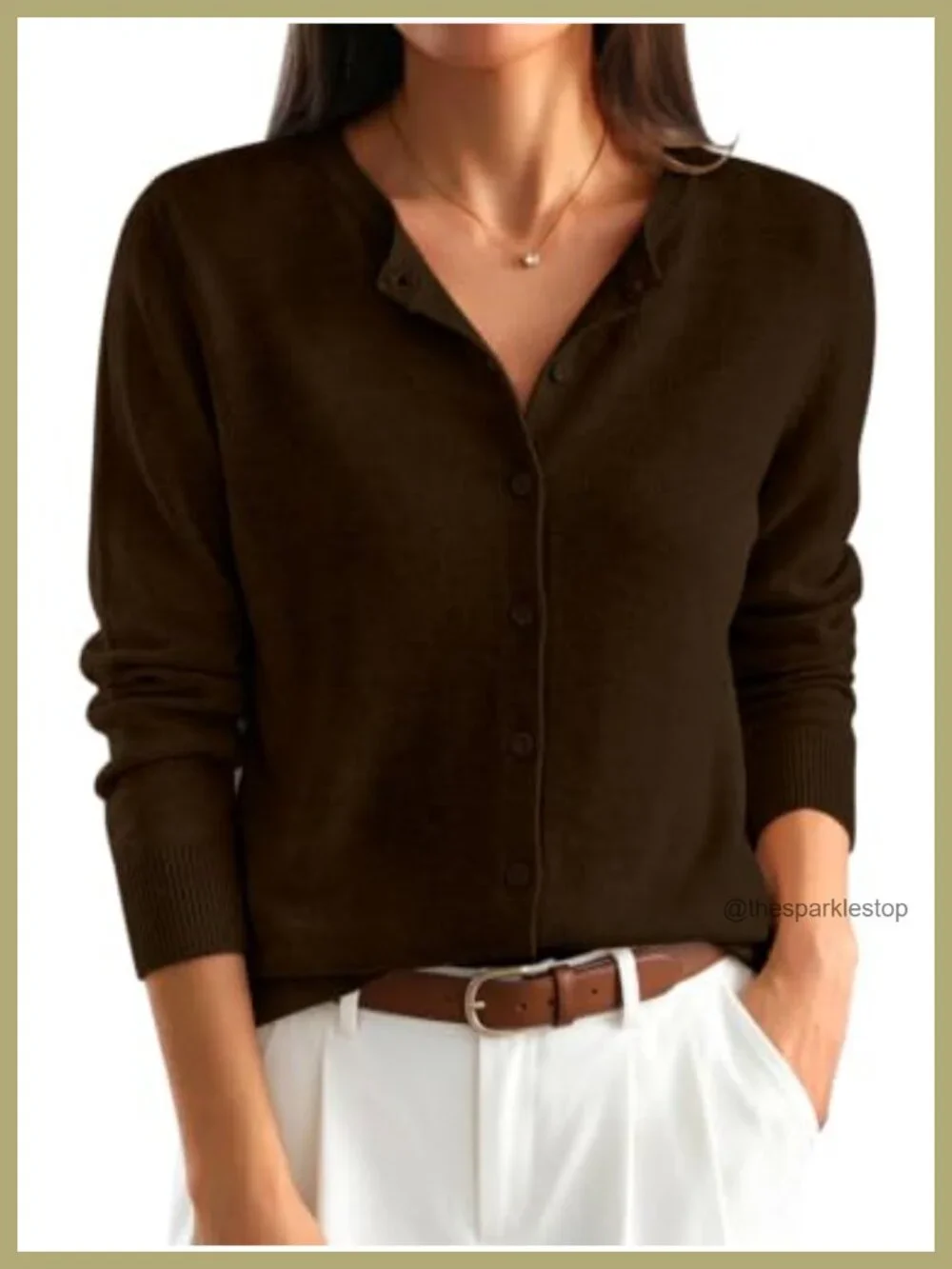 Women's Button Front Lightweight Cardigan | Long Sleeve Crew Neck Knit Sweater
